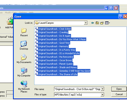 Select the MP3 files to normalize